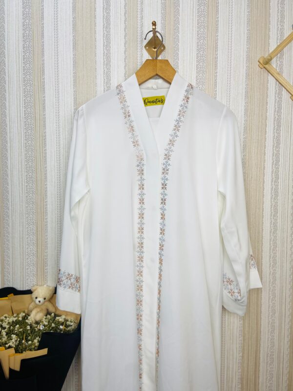 White Embroidered Stone Abaya